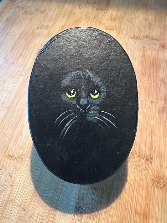 Black Cat Oval Box 4x5 inches sturdy Cardboard