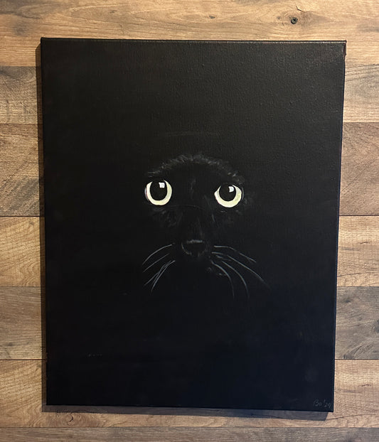 Black Cat Eyes 16x20 Acrylic on Gallery wrapped Canvas