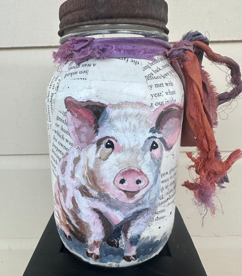 6x3.5 Pet Portrait on Decoupaged Glass Mason Jar FREE USA SHIPPING Affordable Practical Gift
