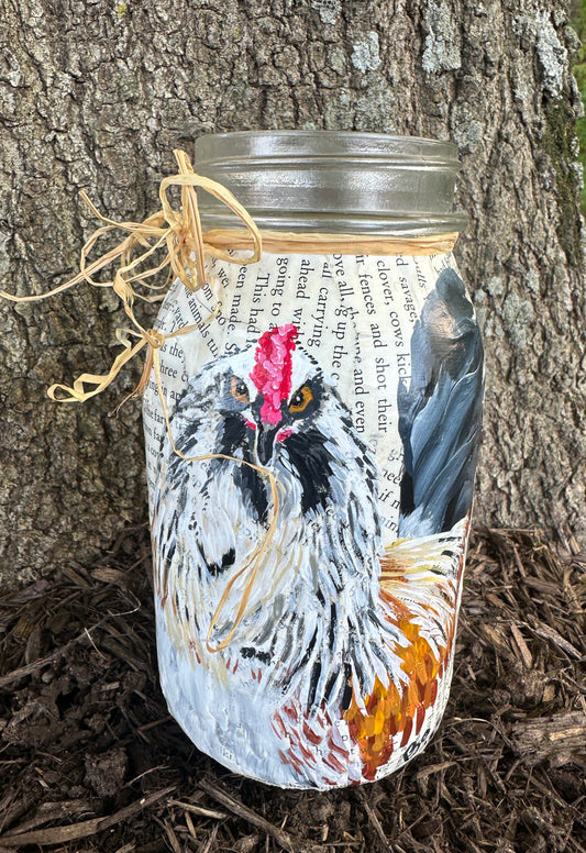 6x3.5 Pet Portrait on Decoupaged Glass Mason Jar Affordable Practical Gift