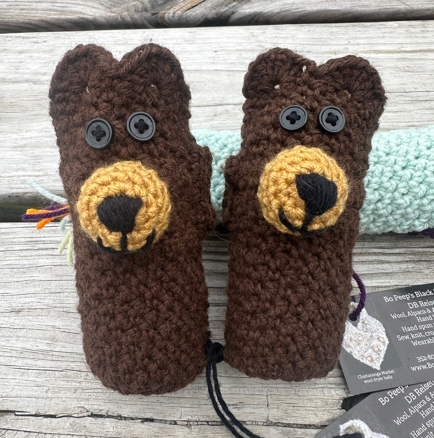 Little Brown Bear Fingerless Gloves for Children ages 3-6 FREE SHIPPING
