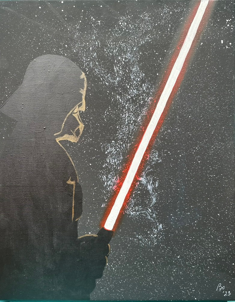 The Dark One with A Light Saber, 16x20 Acrylic on Canvas, Ready to Hang
