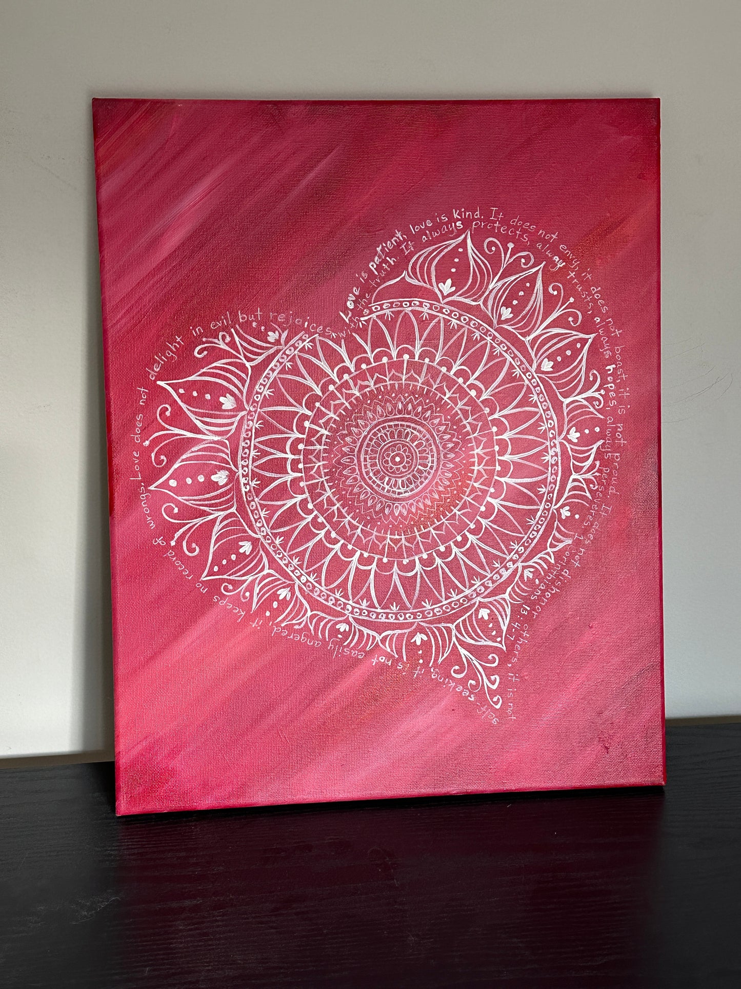 Love, 16x20 acrylic on gallery wrapped canvas, Corinthians Love Scripture, FREE SHIPPING