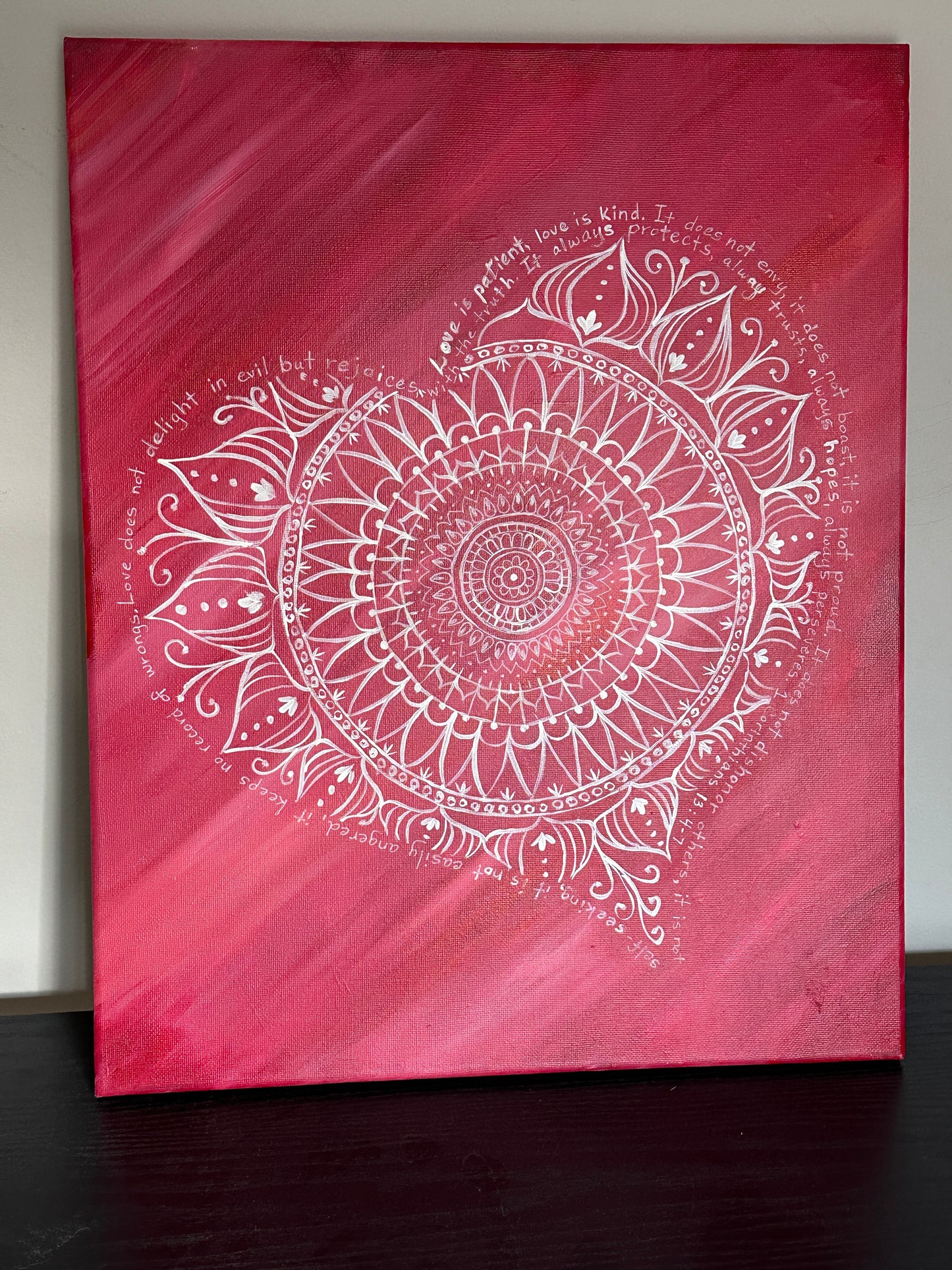 Love, 16x20 acrylic on gallery wrapped canvas, Corinthians Love Scripture, FREE SHIPPING