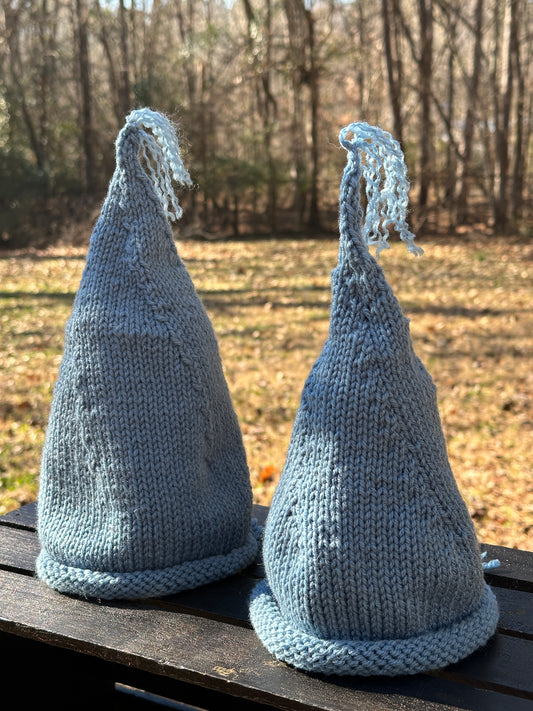 Hand knit Baby Gnome Hat in Blue