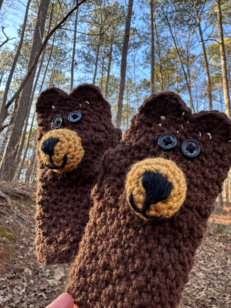 Little Brown Bear Fingerless Gloves for Children ages 3-6 FREE SHIPPING