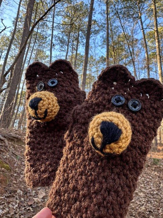 Little Brown Bear Fingerless Gloves for Children ages 3-6