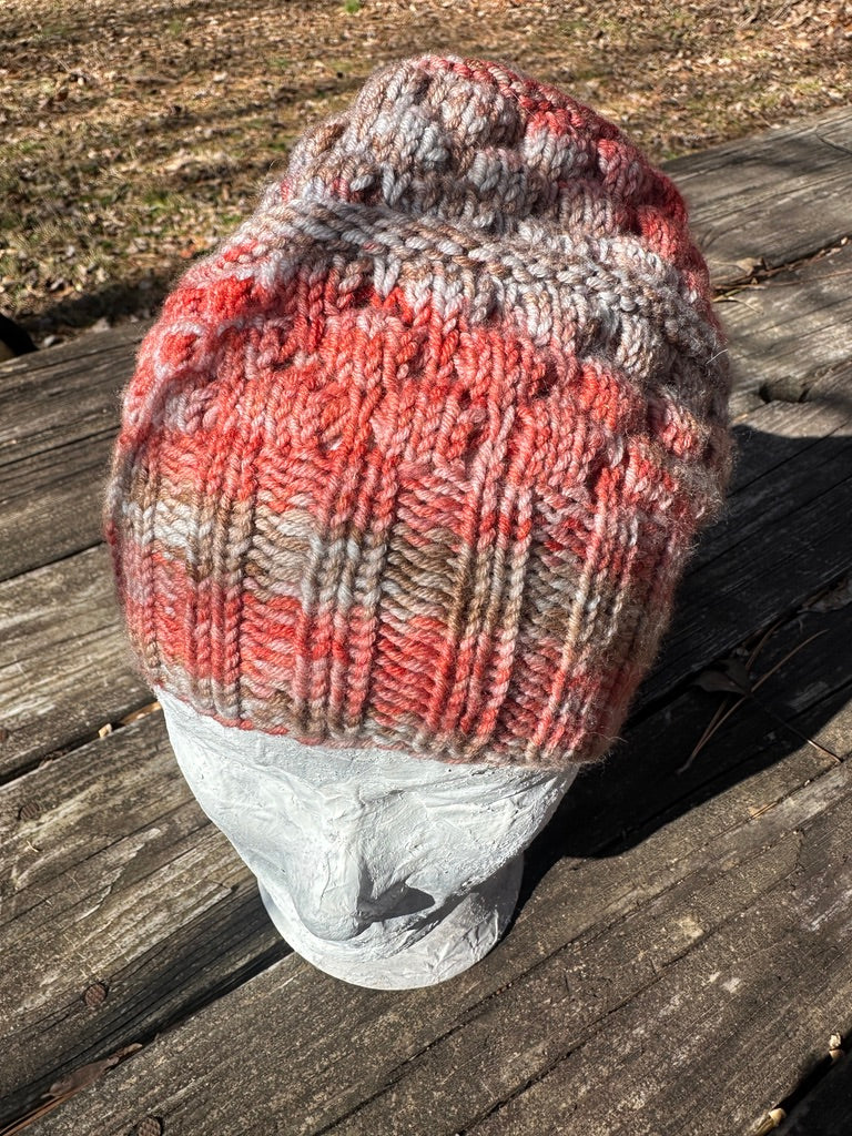 Soft, Super Wash Wool Bauble Hat, open for bun or ponytail FREE SHIPPING