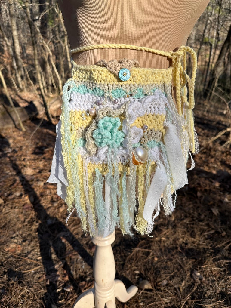 Festival Purse-Belt, Wearable Art, Pearl Beach palette FREE SHIPPING