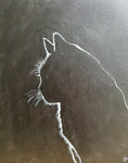 Black Cat Silhouette 16x20 Acrylic on Canvas, Ready to Hang. FREE SHIPPING