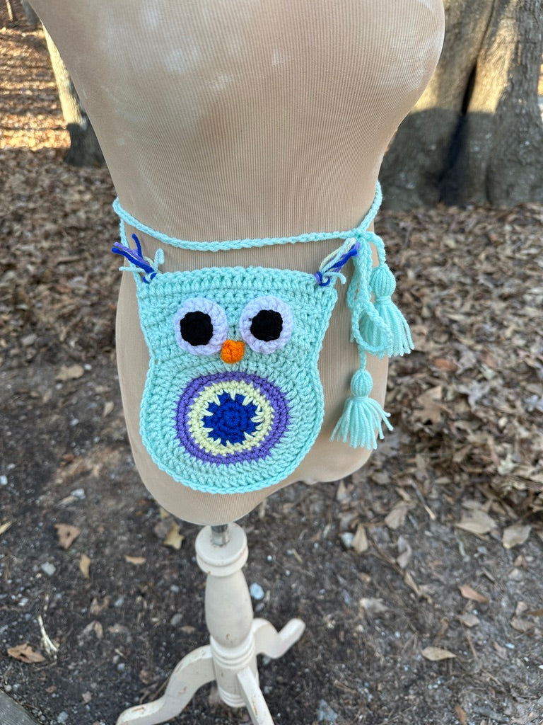 Crochet Owl Mini Purse-Belt FREE SHIPPING