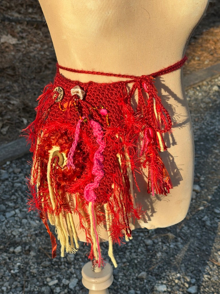 Festival Purse-Belt, Wearable Art, Fiery Sunset palette FREE SHIPPING