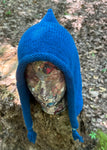 Hand Knit, Ocean Blue Pixie Hood in Wool