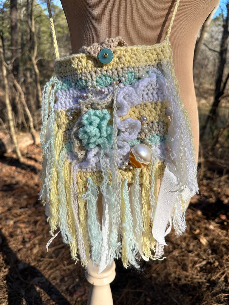 Festival Purse-Belt, Wearable Art, Pearl Beach palette FREE SHIPPING