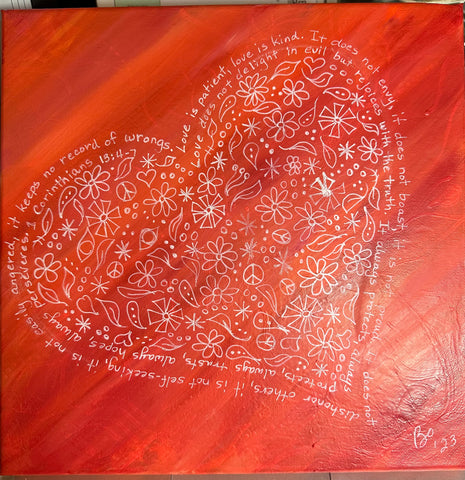 Love, 12x12 inch acrylic on canvas, Corinthians