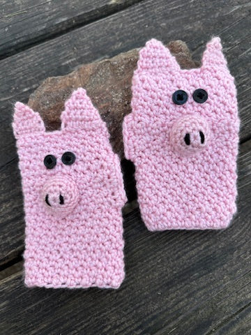 Little Pigs Fingerless Gloves for Children ages 3-6 FREE SHIPPING