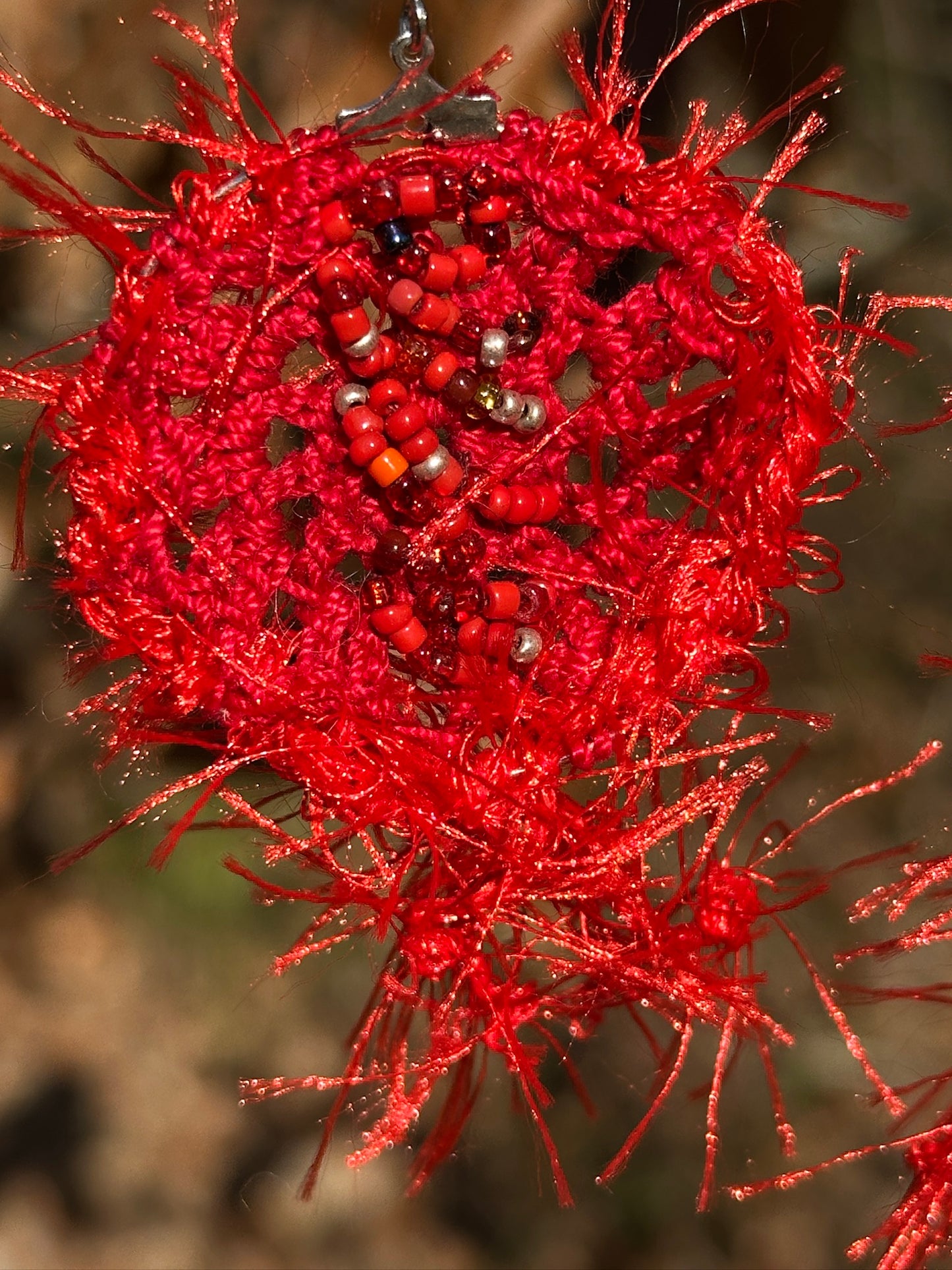 Red Micro Crochet Lace Earrings on Nickel ear wires, FREE SHIPPING