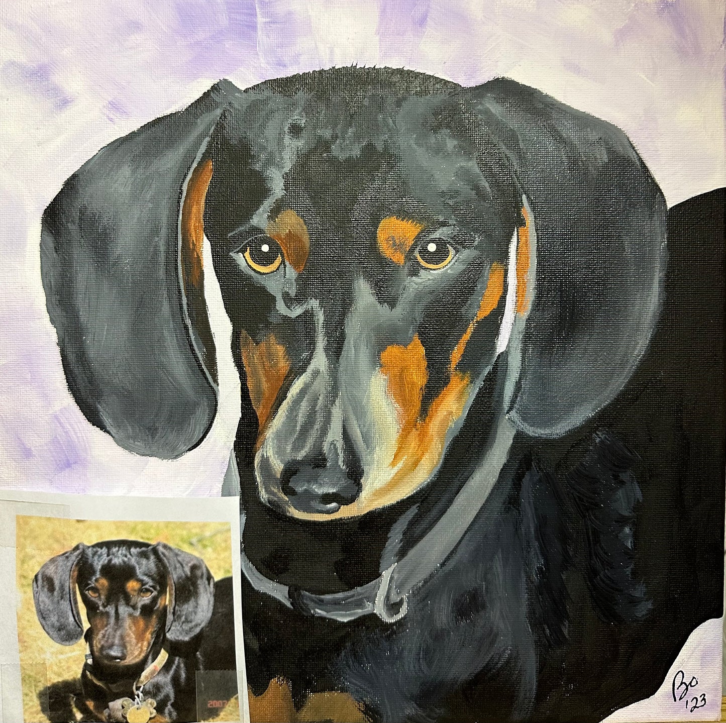 12x12 Pet Portrait, Painted Acrylic on Canvas, Ready to Hang