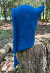 Hand Knit, Ocean Blue Pixie Hood in Wool