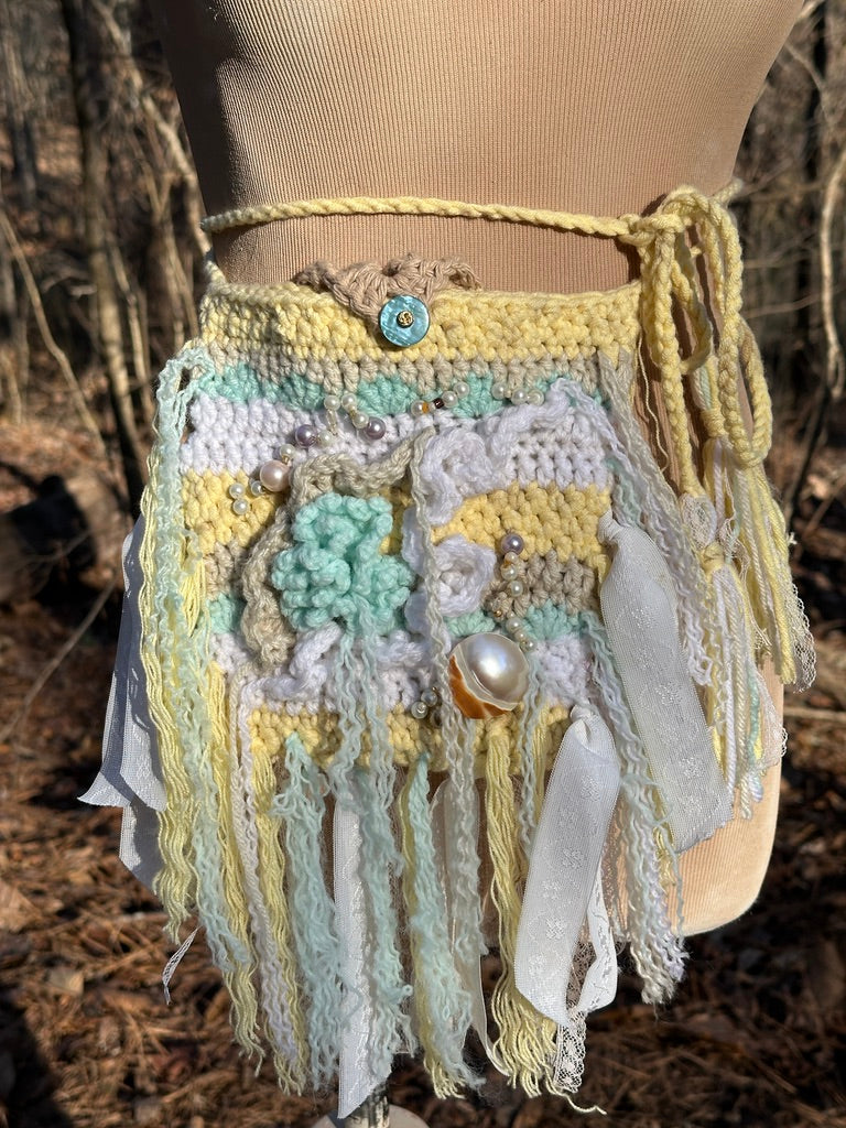 Festival Purse-Belt, Wearable Art, Pearl Beach palette FREE SHIPPING