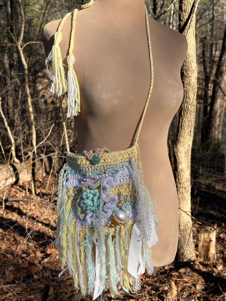 Festival Purse-Belt, Wearable Art, Pearl Beach palette FREE SHIPPING