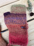 Hand Painted Wool, Hand Knit Fingerless Gloves