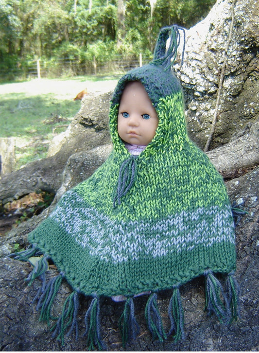 Digital PATTERN Knitted Baby Elf Poncho in 3 sizes