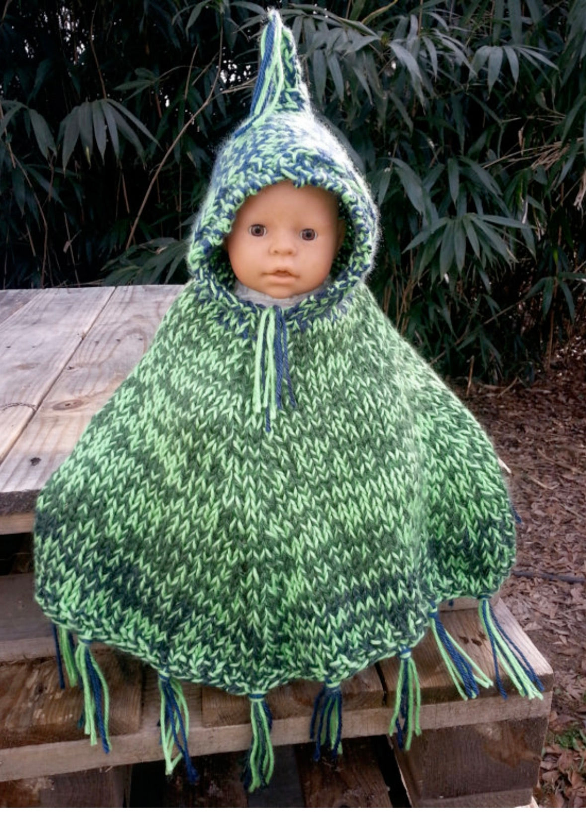Digital PATTERN Knitted Baby Elf Poncho in 3 sizes