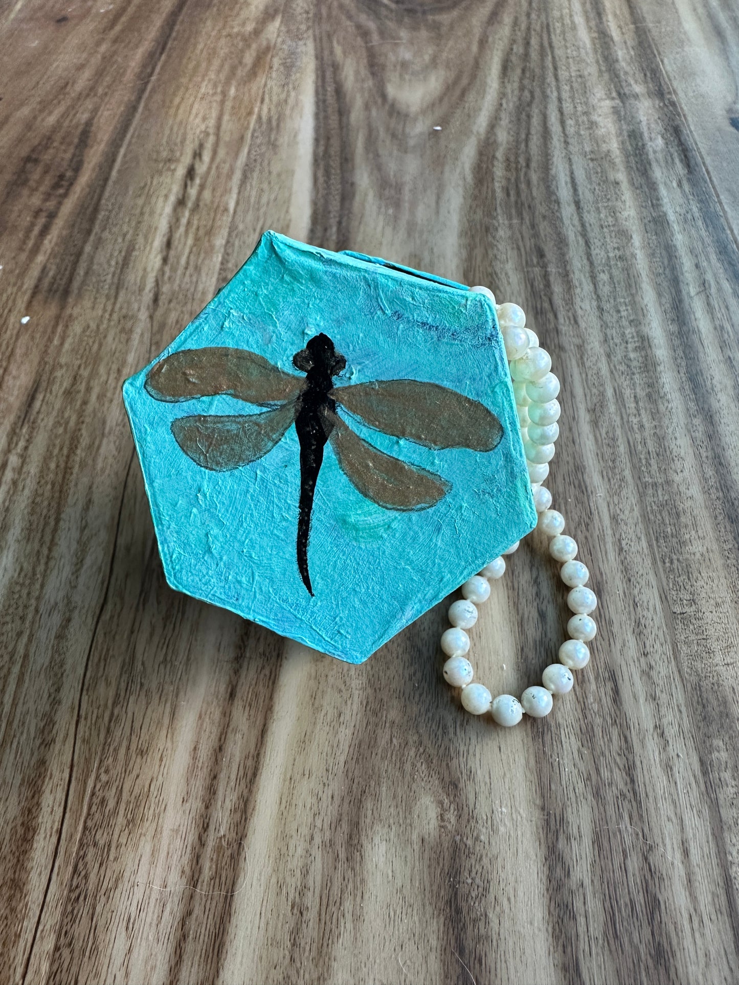 Dragonfly, small box  2.5x 2.5 inches sturdy paper mache FREE SHIPPING