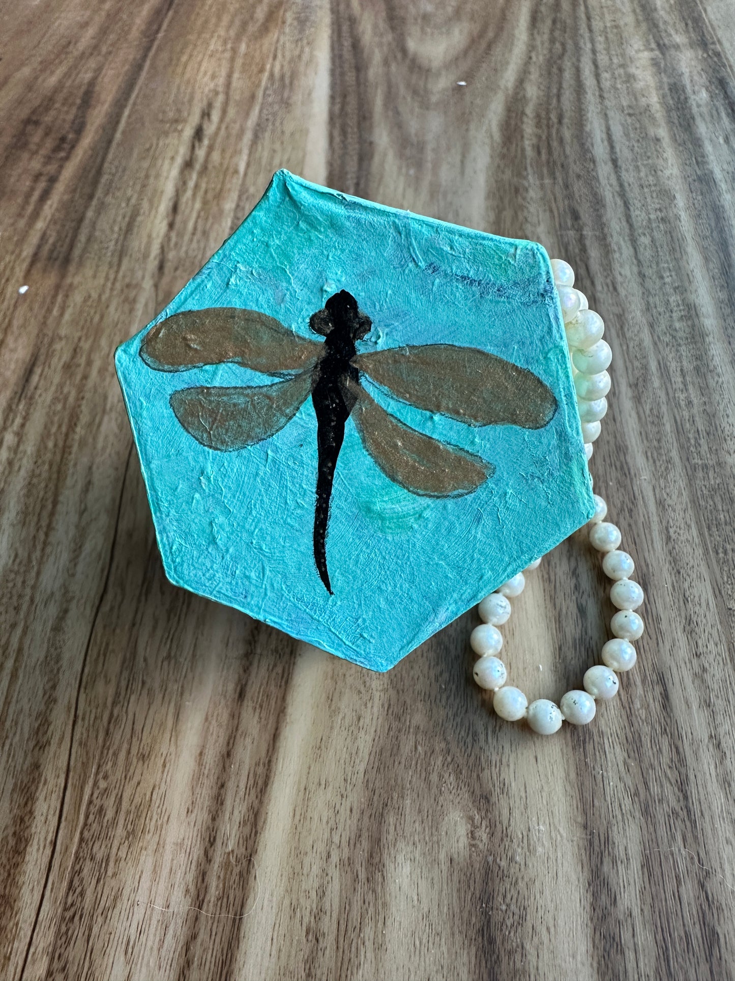 Dragonfly, small box  2.5x 2.5 inches sturdy paper mache FREE SHIPPING