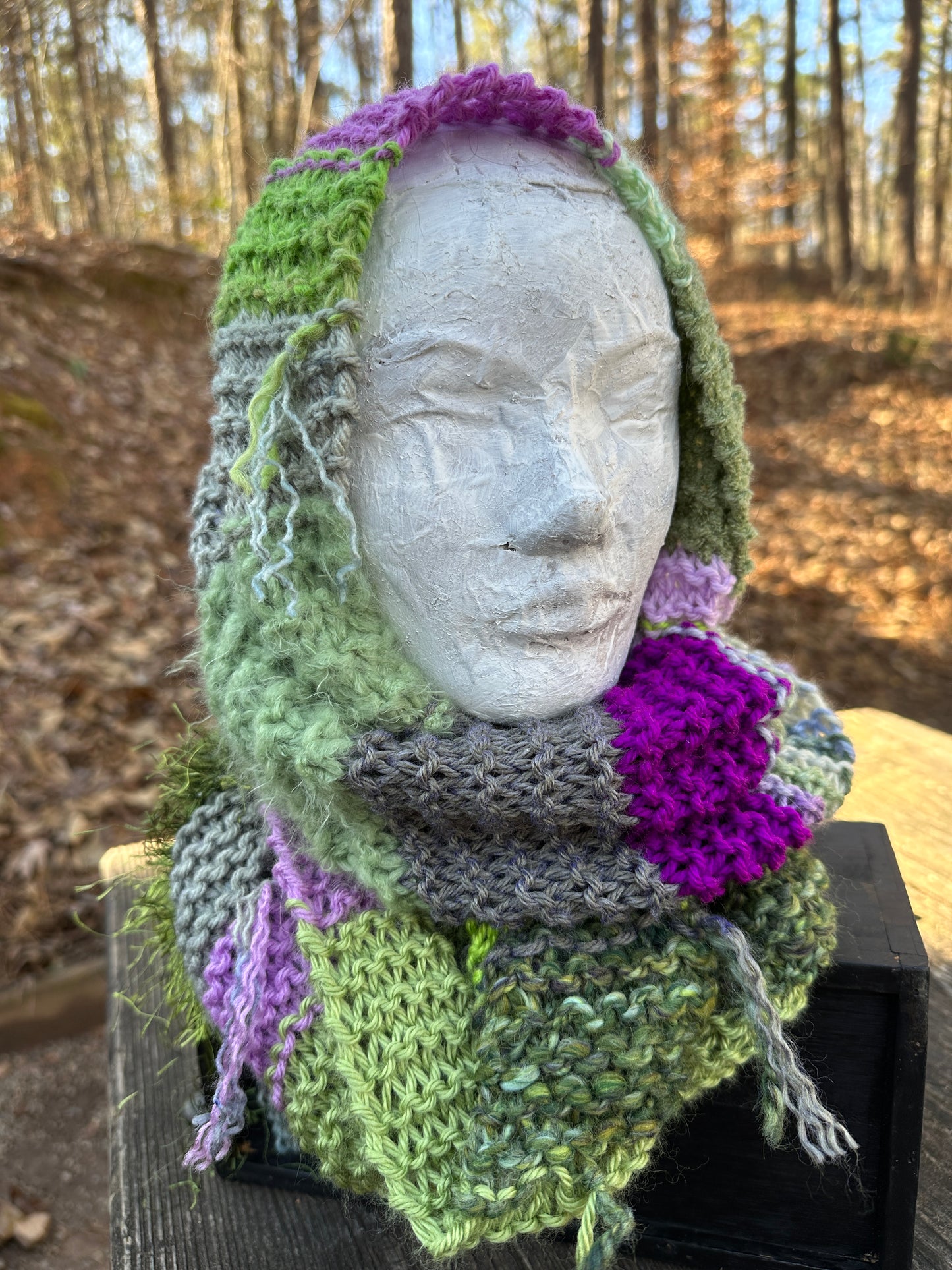 Mobius Ring Circle Cowl Infinity Scarf, hand knit, Sage/Orchid/Forest palette FREE SHIPPING