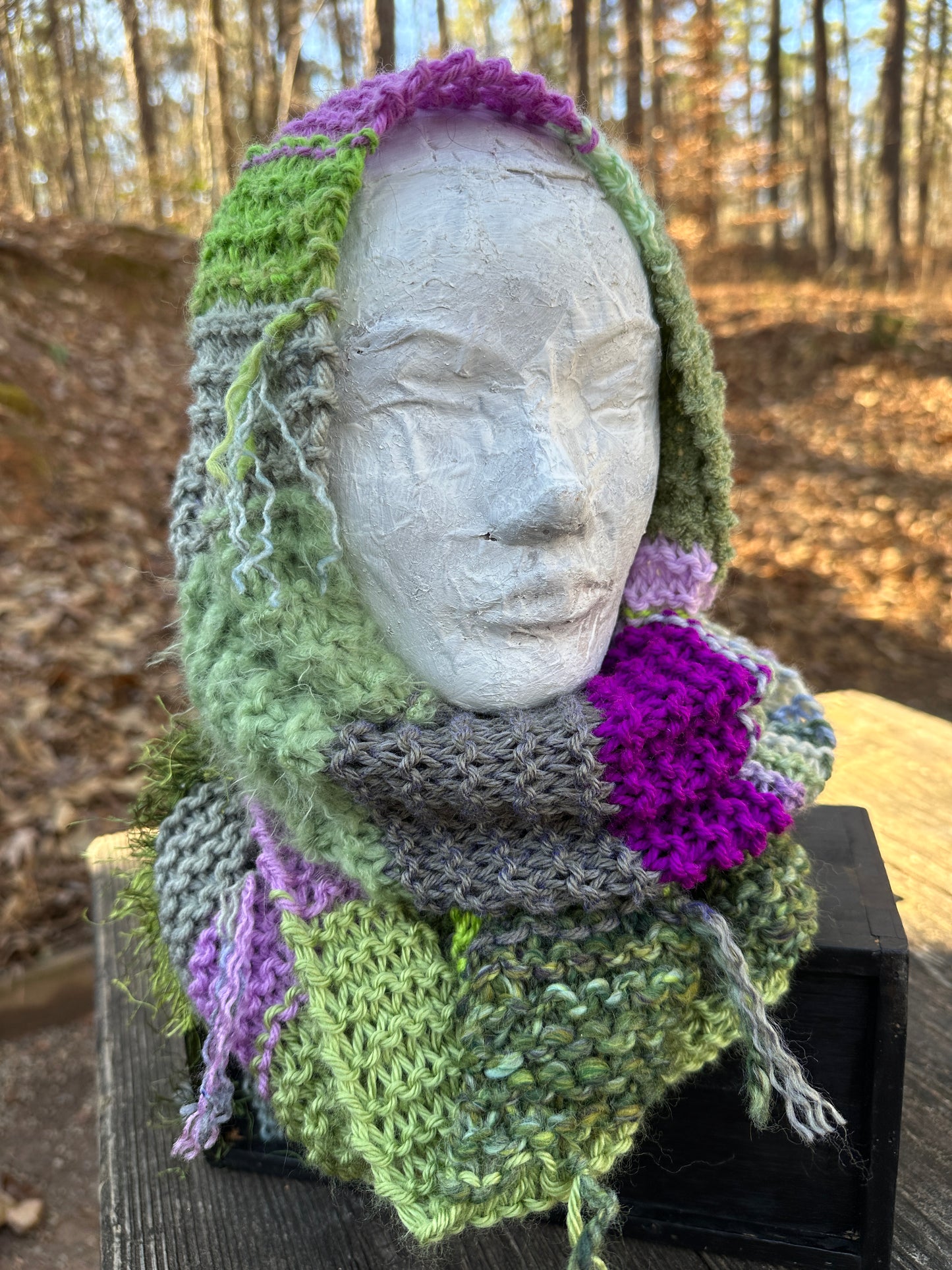 Mobius Ring Circle Cowl Infinity Scarf, hand knit, Sage/Orchid/Forest palette FREE SHIPPING