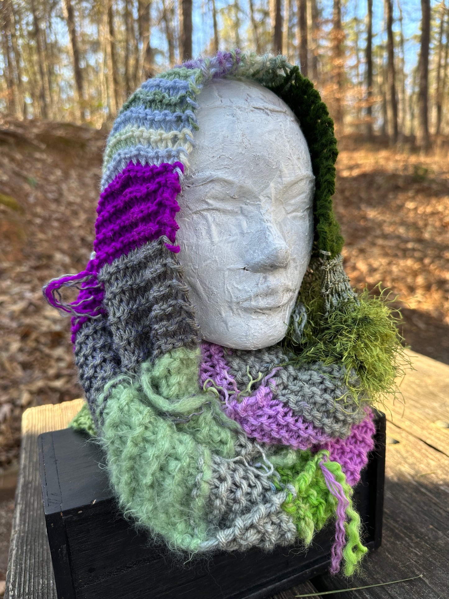 Mobius Ring Circle Cowl Infinity Scarf, hand knit, Sage/Orchid/Forest palette FREE SHIPPING