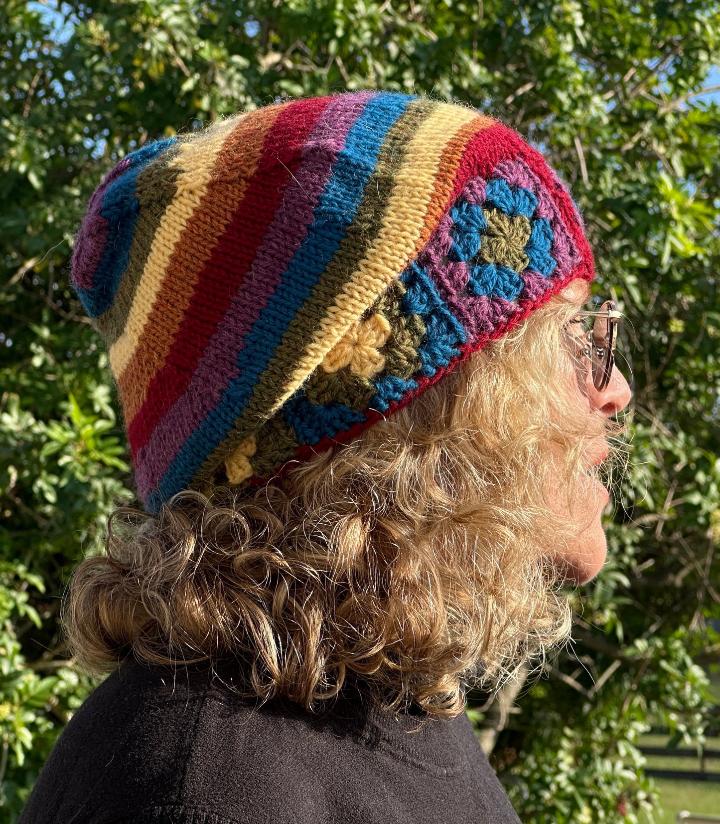 Dark Hued Rainbow Crochet & Knit Wool Beanie Hat Toboggan FREE USA SHIPPING