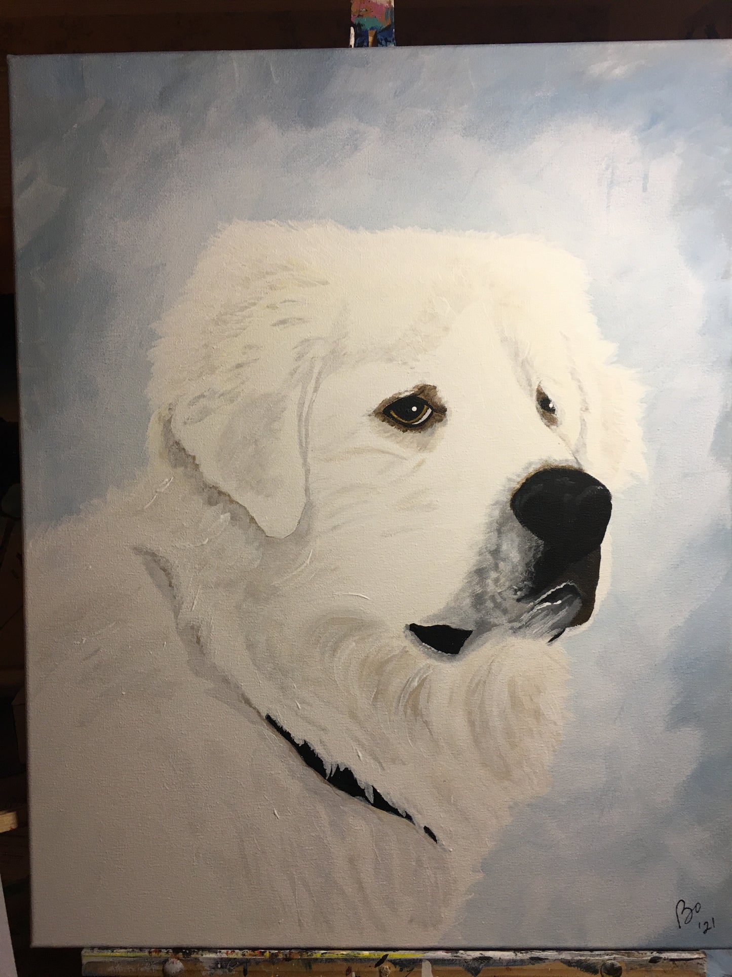 16 x 20 inch Pet Portraits in acrylic paint on canvas, Ready to Hang, FREE SHIPPING