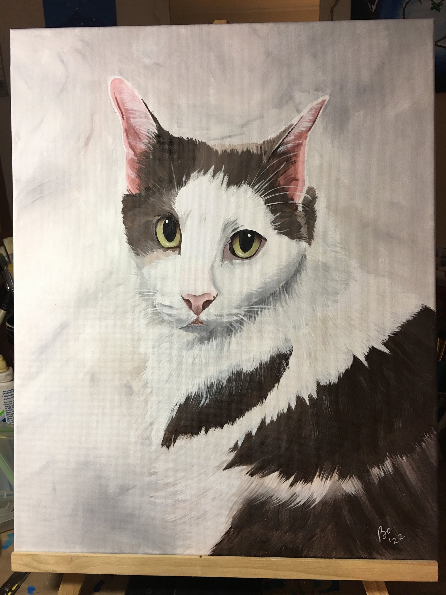 16 x 20 inch Pet Portraits in acrylic paint on canvas, Ready to Hang, FREE SHIPPING