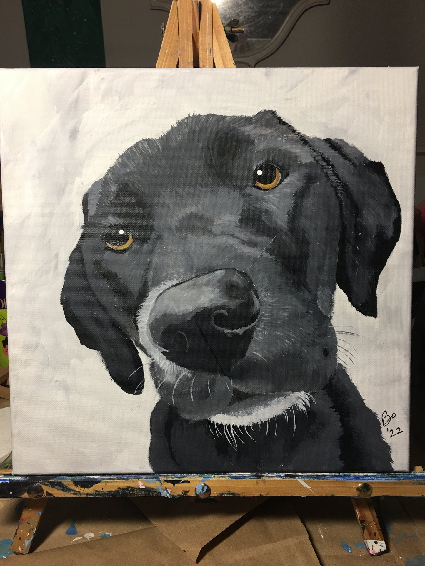 16 x 20 inch Pet Portraits in acrylic paint on canvas, Ready to Hang, FREE SHIPPING