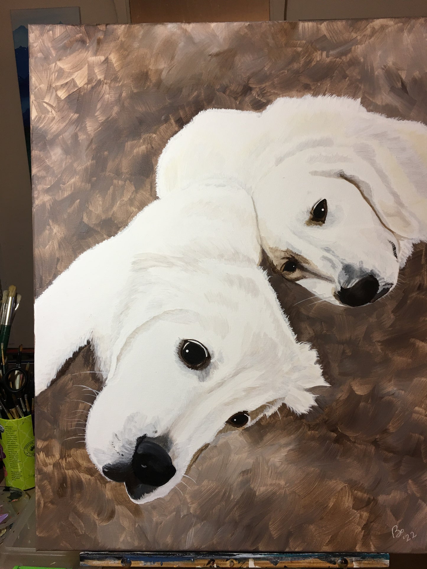 16 x 20 inch Pet Portraits in acrylic paint on canvas, Ready to Hang, FREE SHIPPING