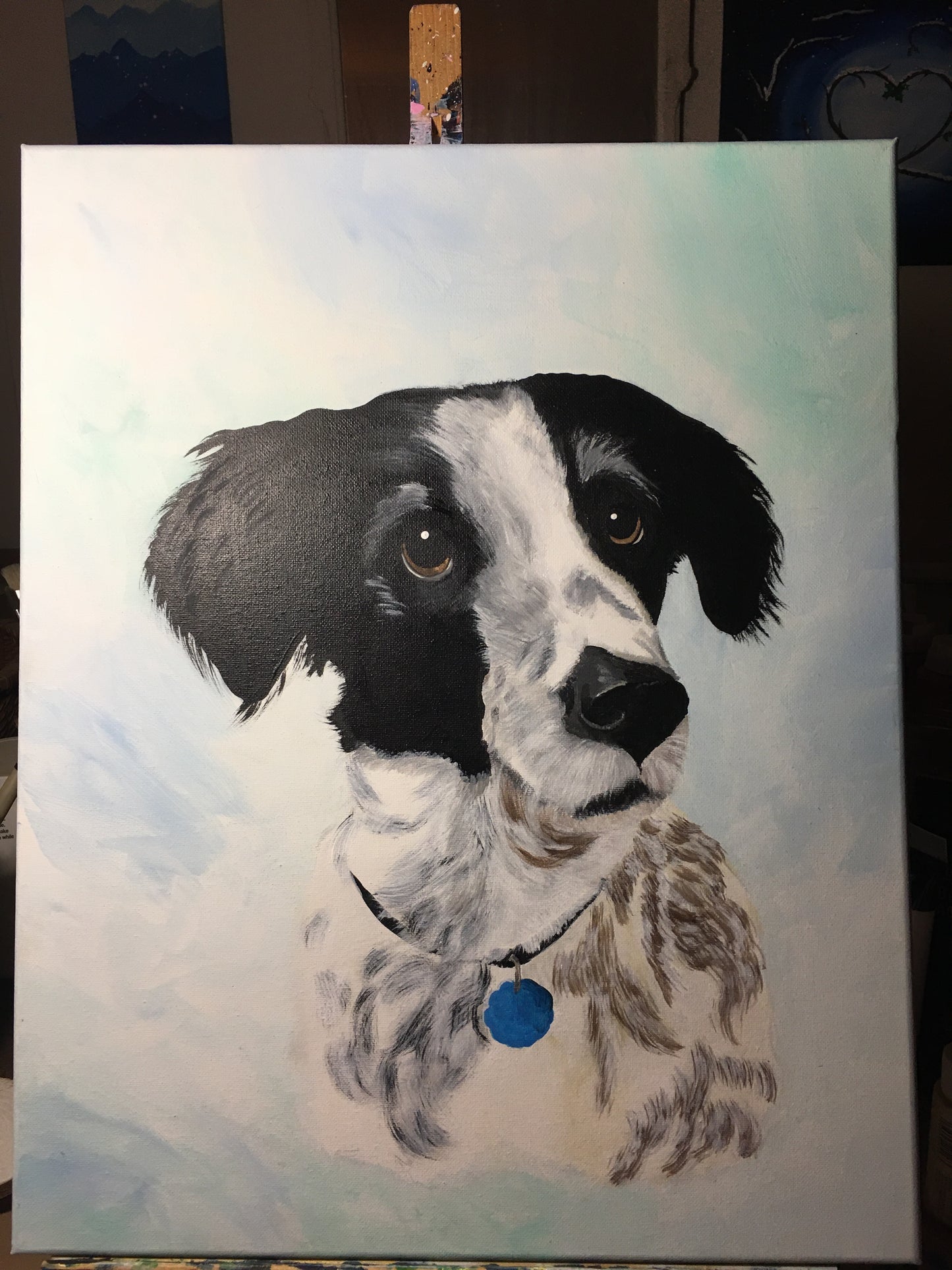 16 x 20 inch Pet Portraits in acrylic paint on canvas, Ready to Hang, FREE SHIPPING