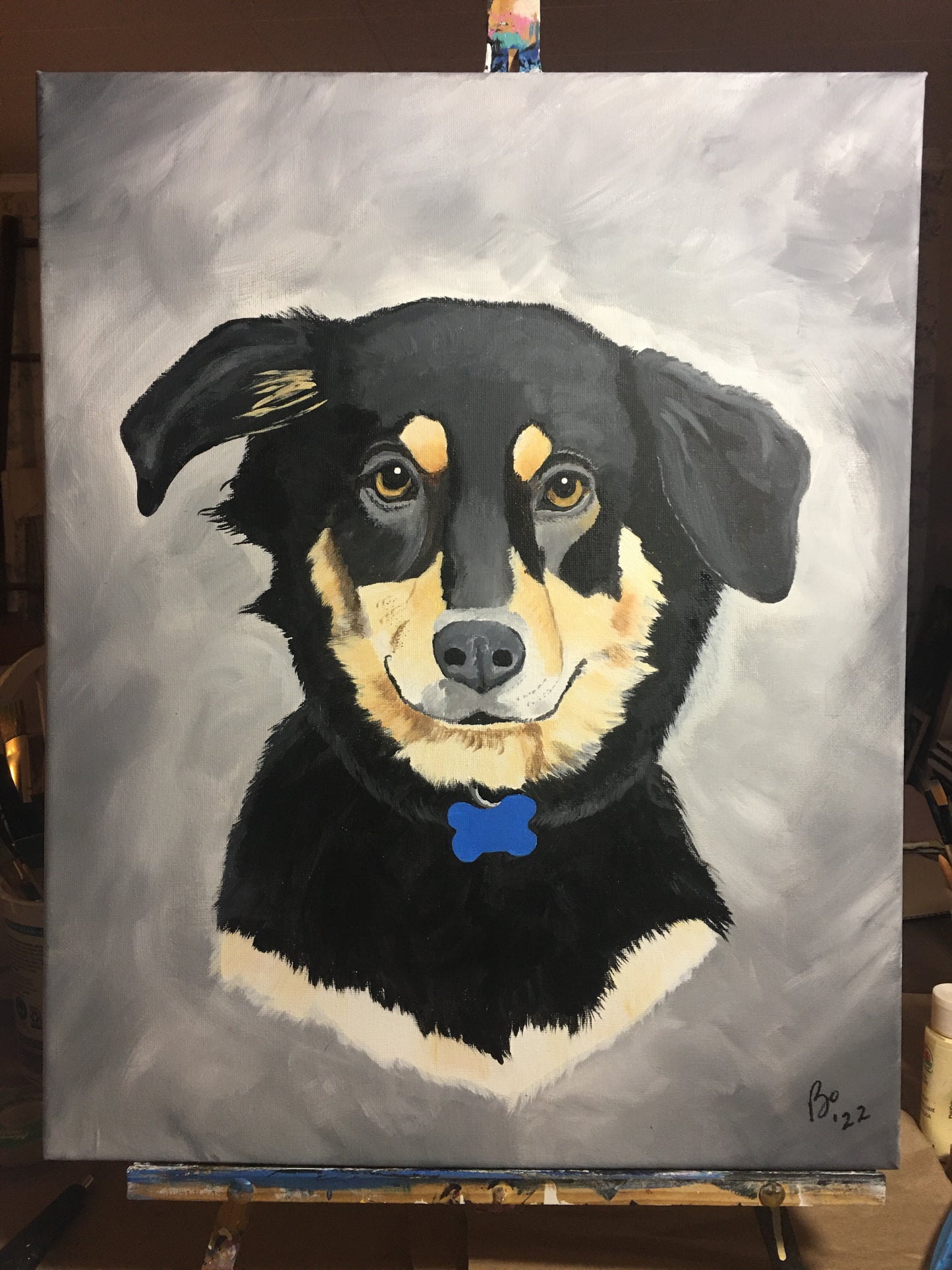 16 x 20 inch Pet Portraits in acrylic paint on canvas, Ready to Hang, FREE SHIPPING