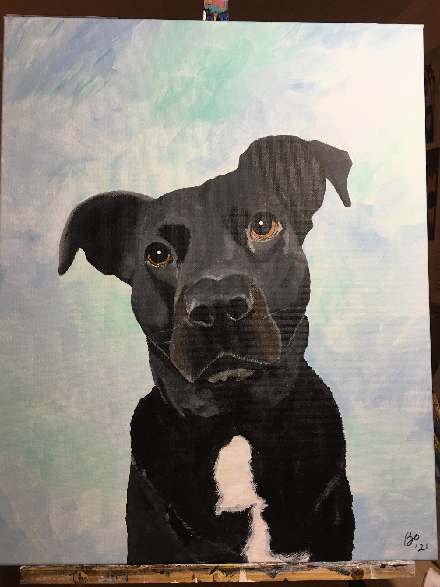 16 x 20 inch Pet Portraits in acrylic paint on canvas, Ready to Hang, FREE SHIPPING