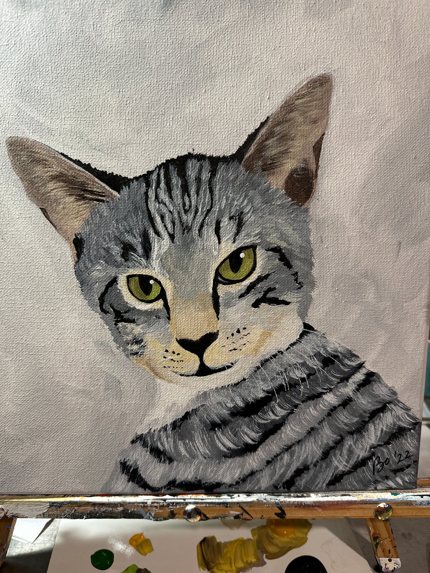 12x12 Pet Portrait, Painted Acrylic on Canvas, Ready to Hang