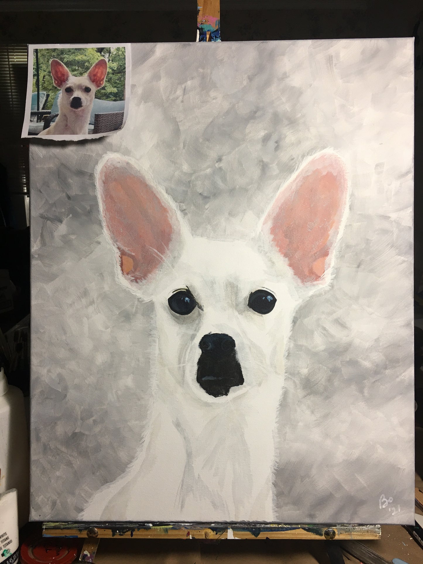 16 x 20 inch Pet Portraits in acrylic paint on canvas, Ready to Hang, FREE SHIPPING