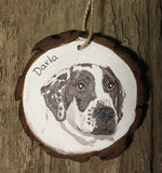Pet Portrait Ornament on wood slice