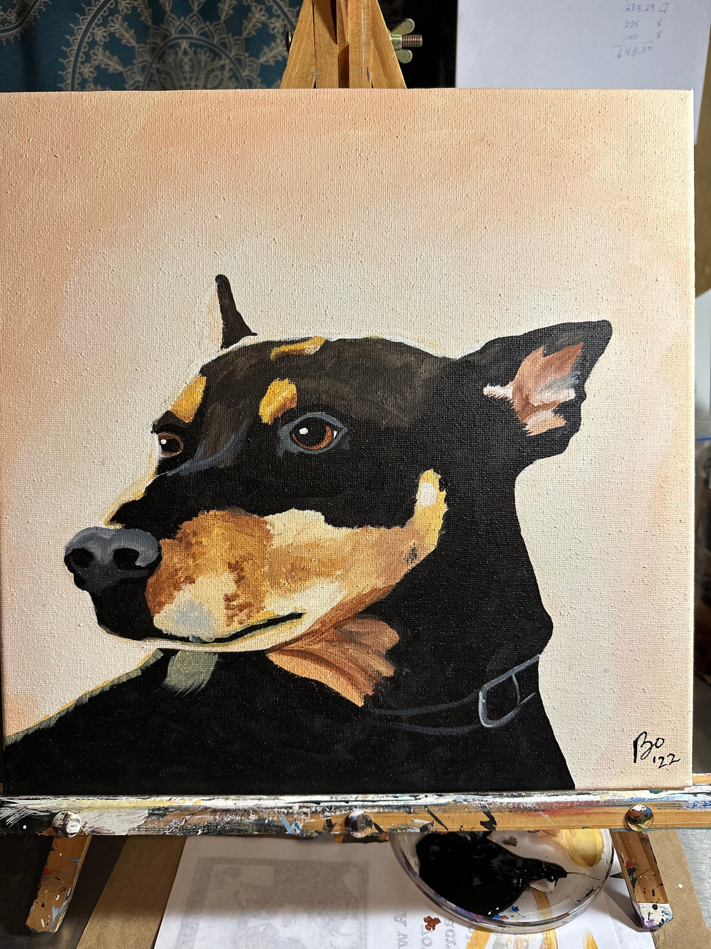 16 x 20 inch Pet Portraits in acrylic paint on canvas, Ready to Hang, FREE SHIPPING