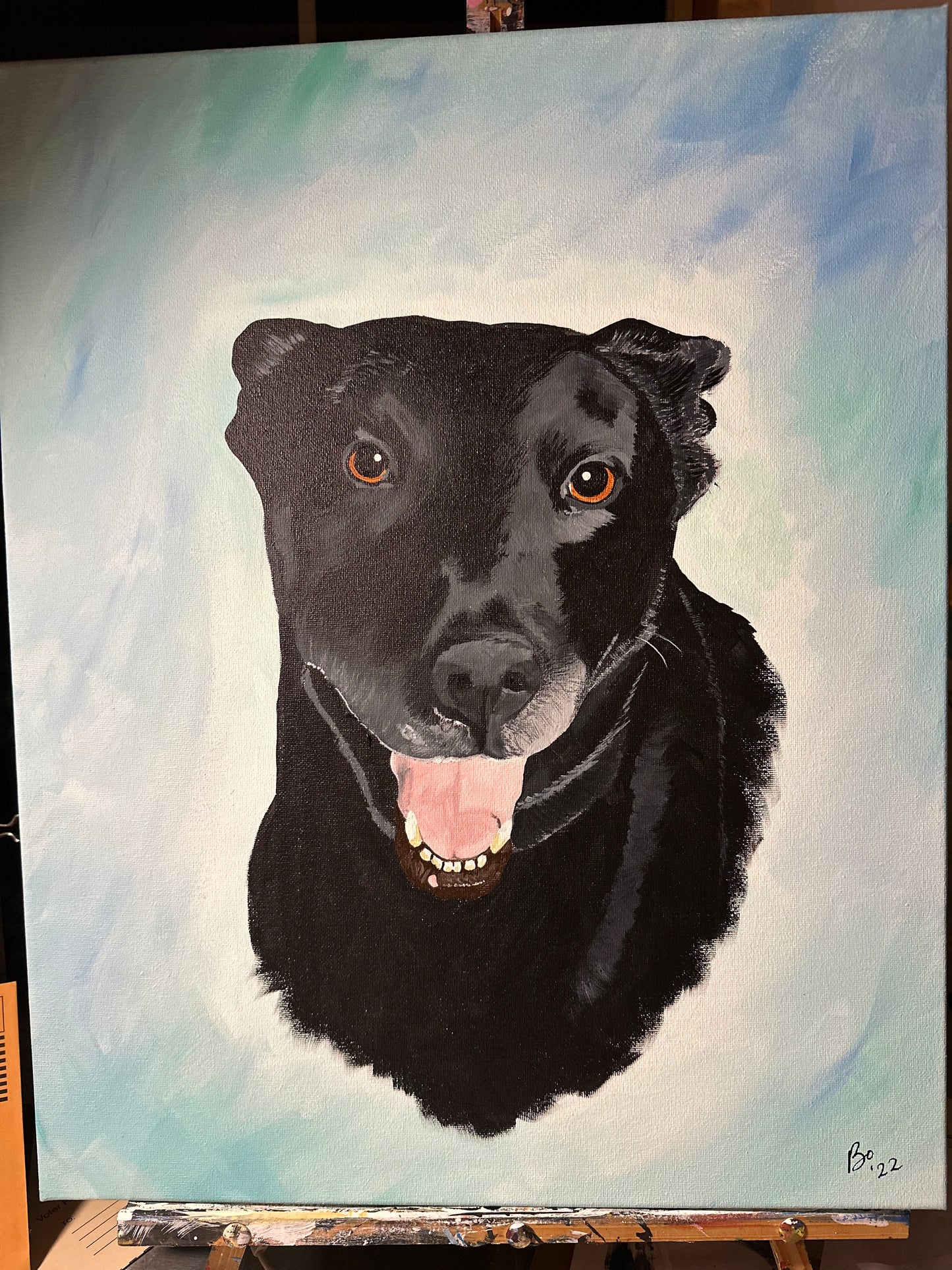 16 x 20 inch Pet Portraits in acrylic paint on canvas, Ready to Hang, FREE SHIPPING