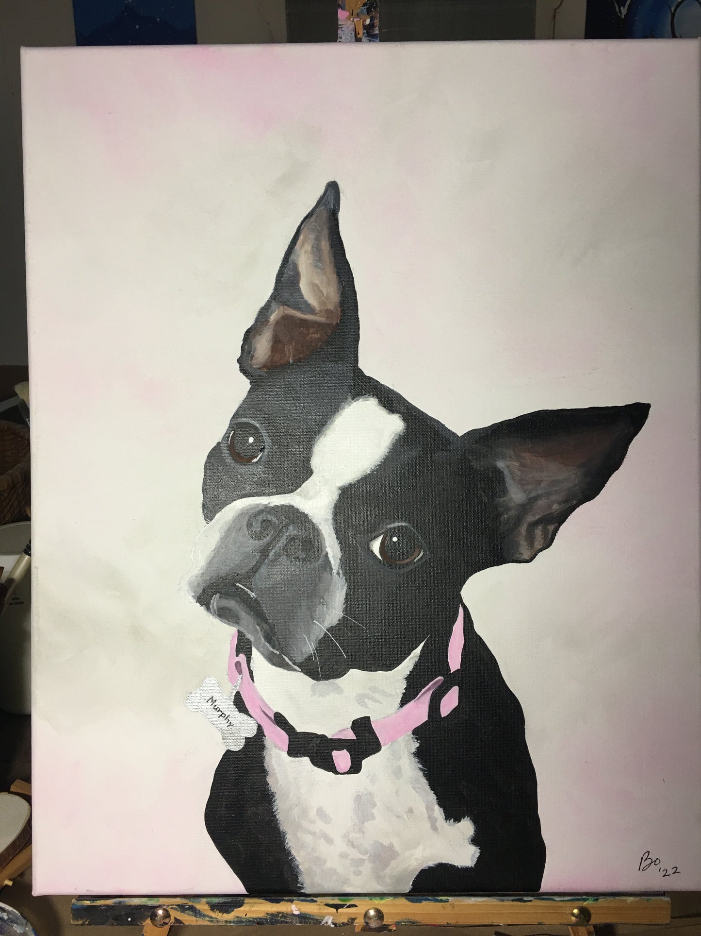 16 x 20 inch Pet Portraits in acrylic paint on canvas, Ready to Hang, FREE SHIPPING