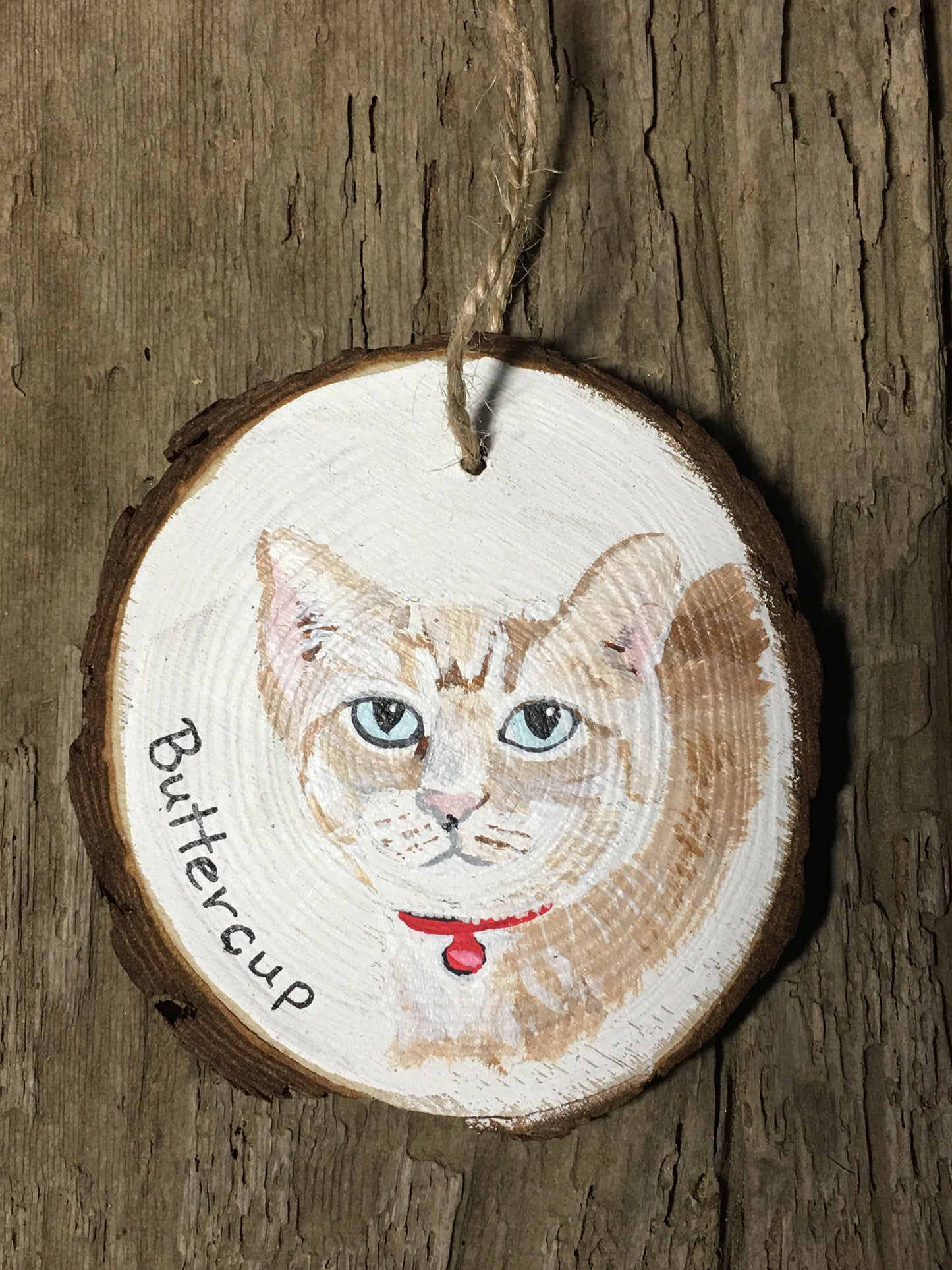 Pet Portrait Ornament on wood slice